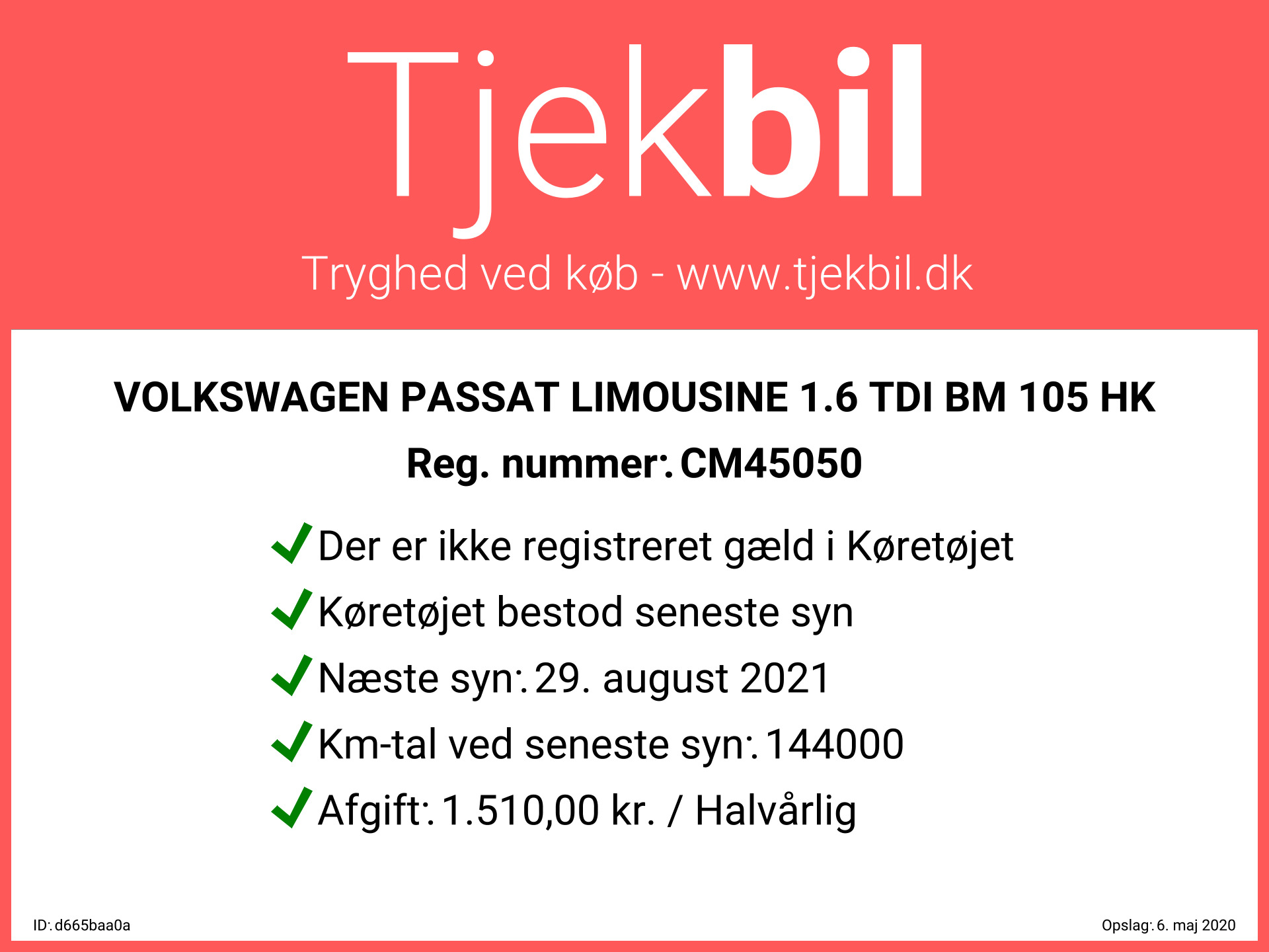 Grå VW Passat fra 2013