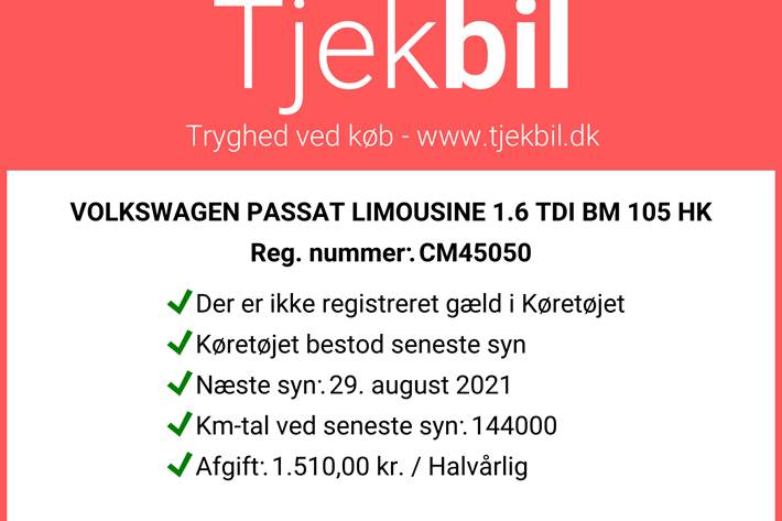 Grå VW Passat fra 2013