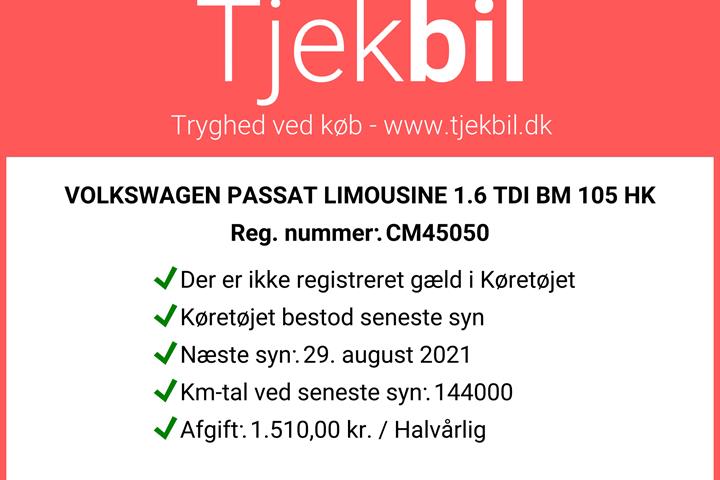 Grå VW Passat fra 2013