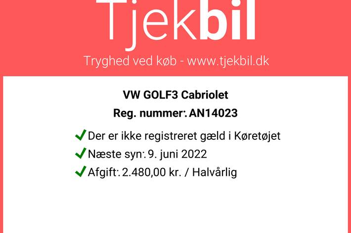 Sort VW Golf Cabriolet fra 1994