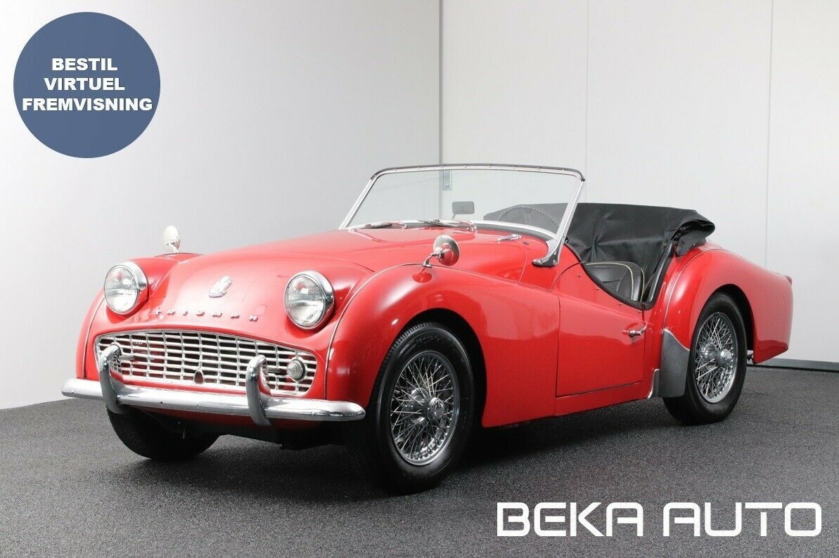 Rød Triumph TR3A fra 1960