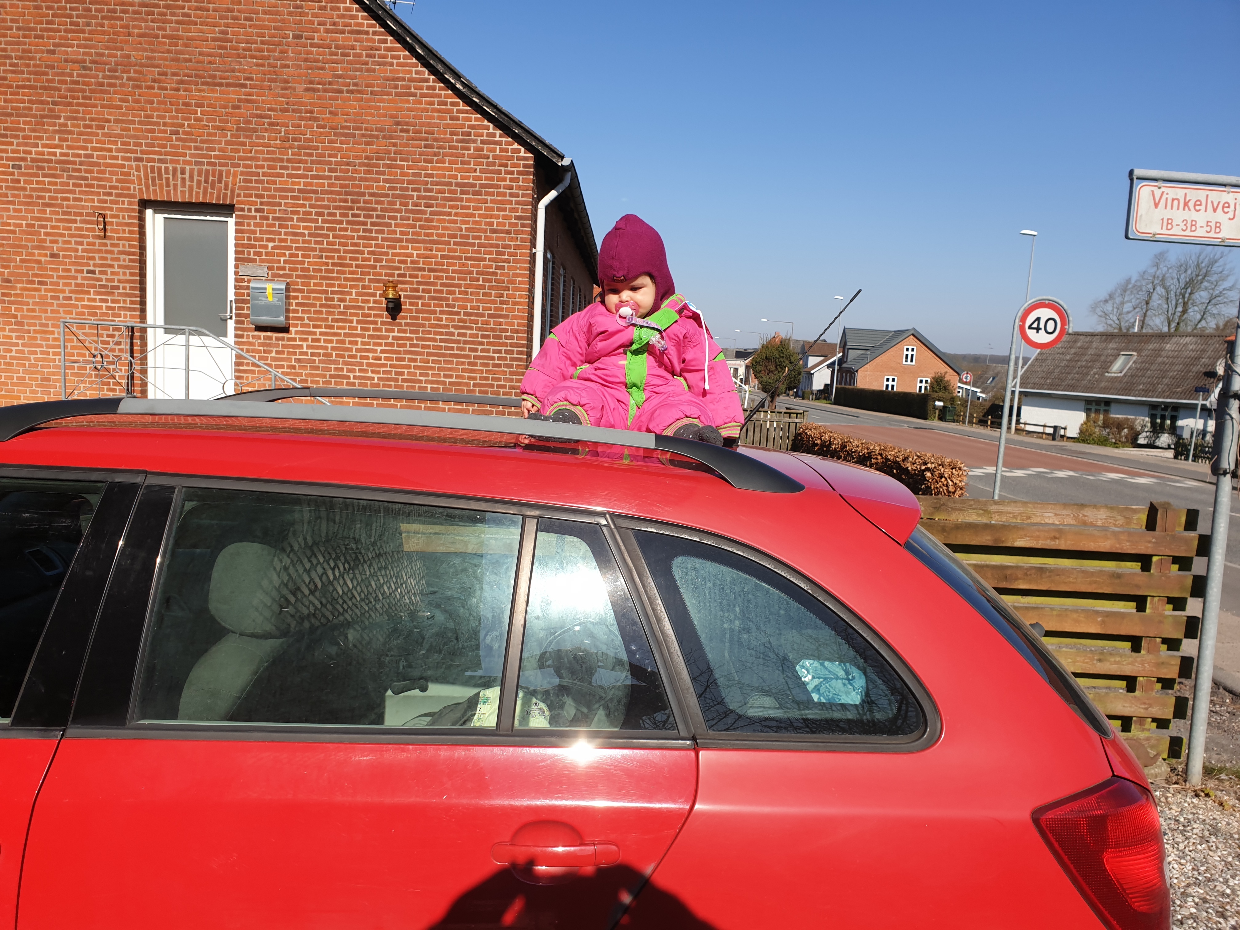 Rød Skoda Fabia fra 2008