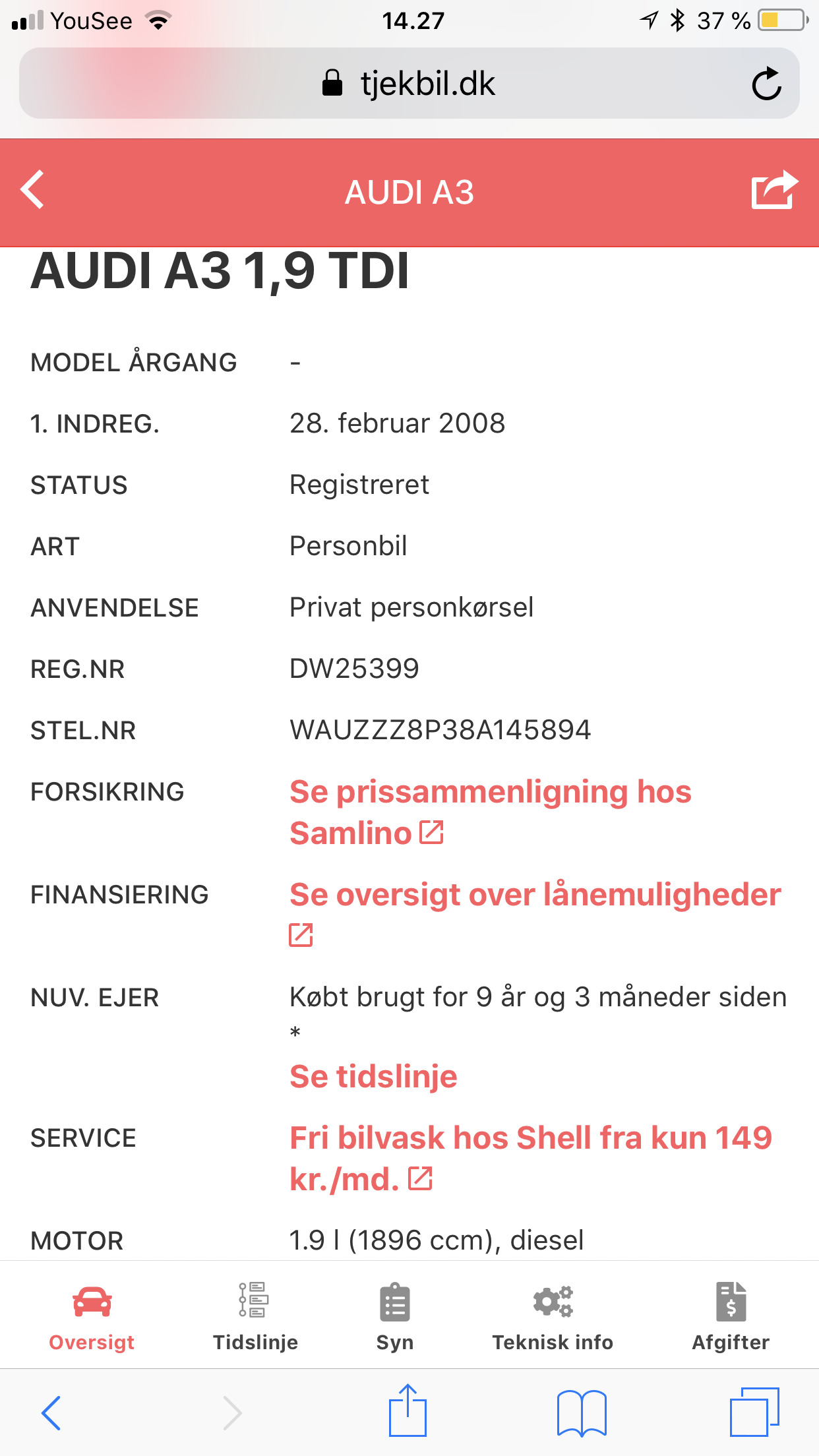 Sort Audi A3 fra 2008