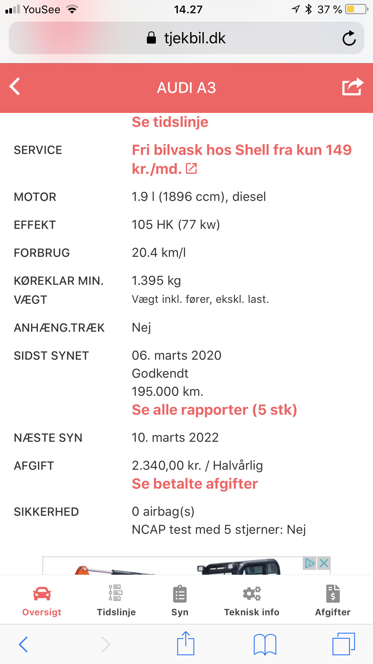 Sort Audi A3 fra 2008