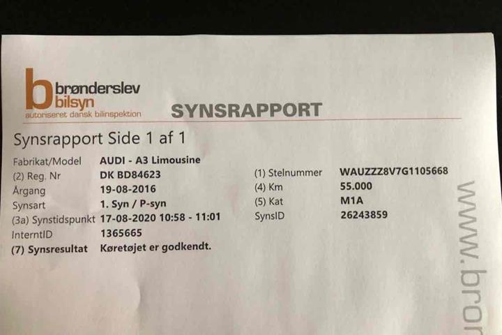 Hvid Audi A3 fra 2016