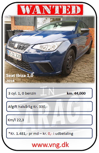 Blå Seat Ibiza fra 2018