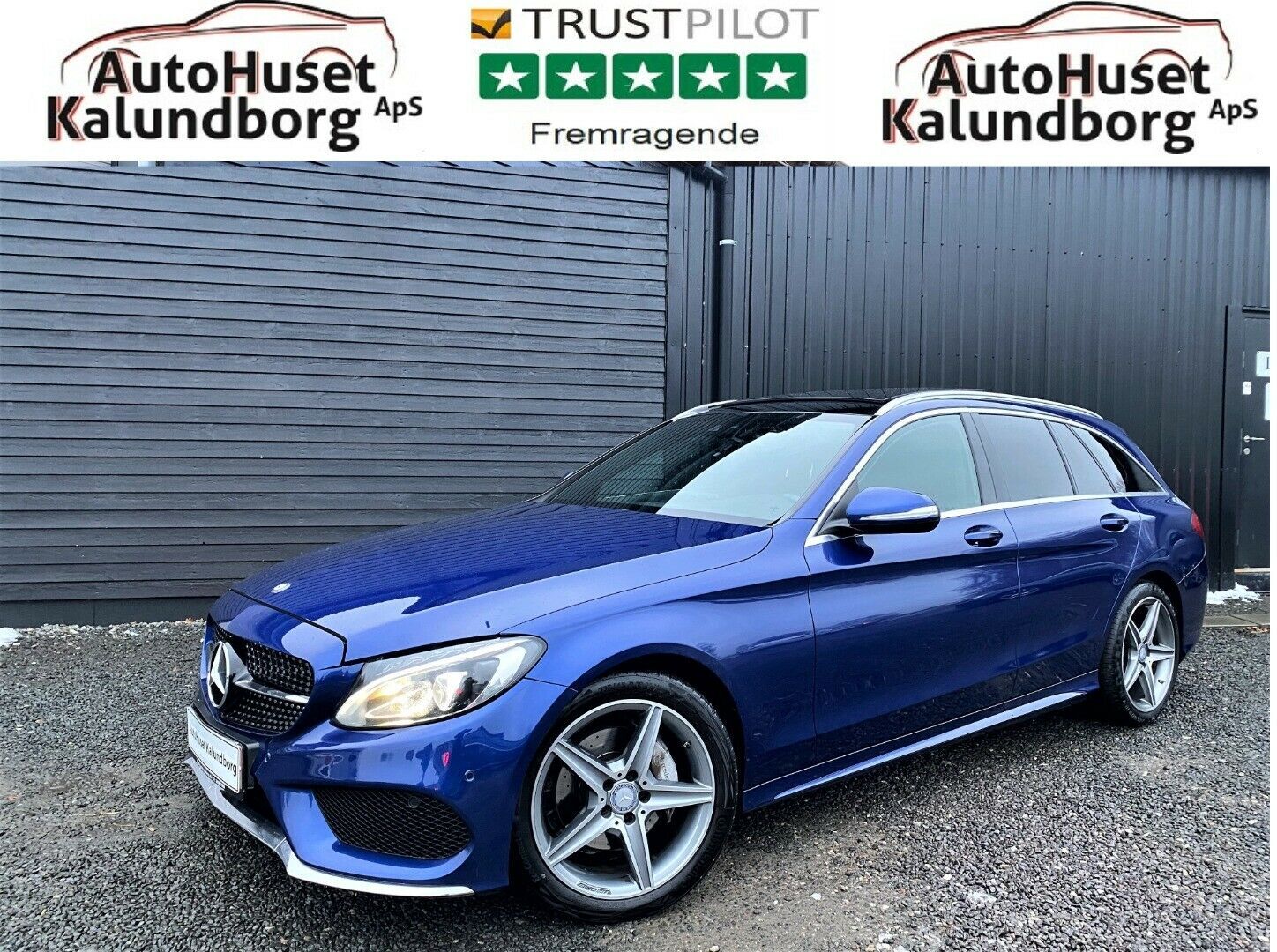 Blå Mercedes C220 fra 2015