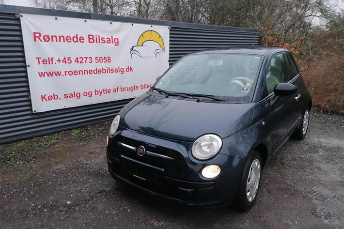 Blå Fiat 500 fra 2008