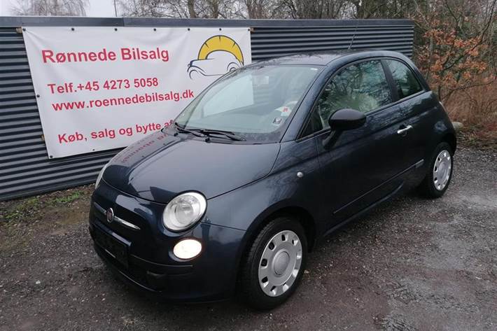 Blå Fiat 500 fra 2008