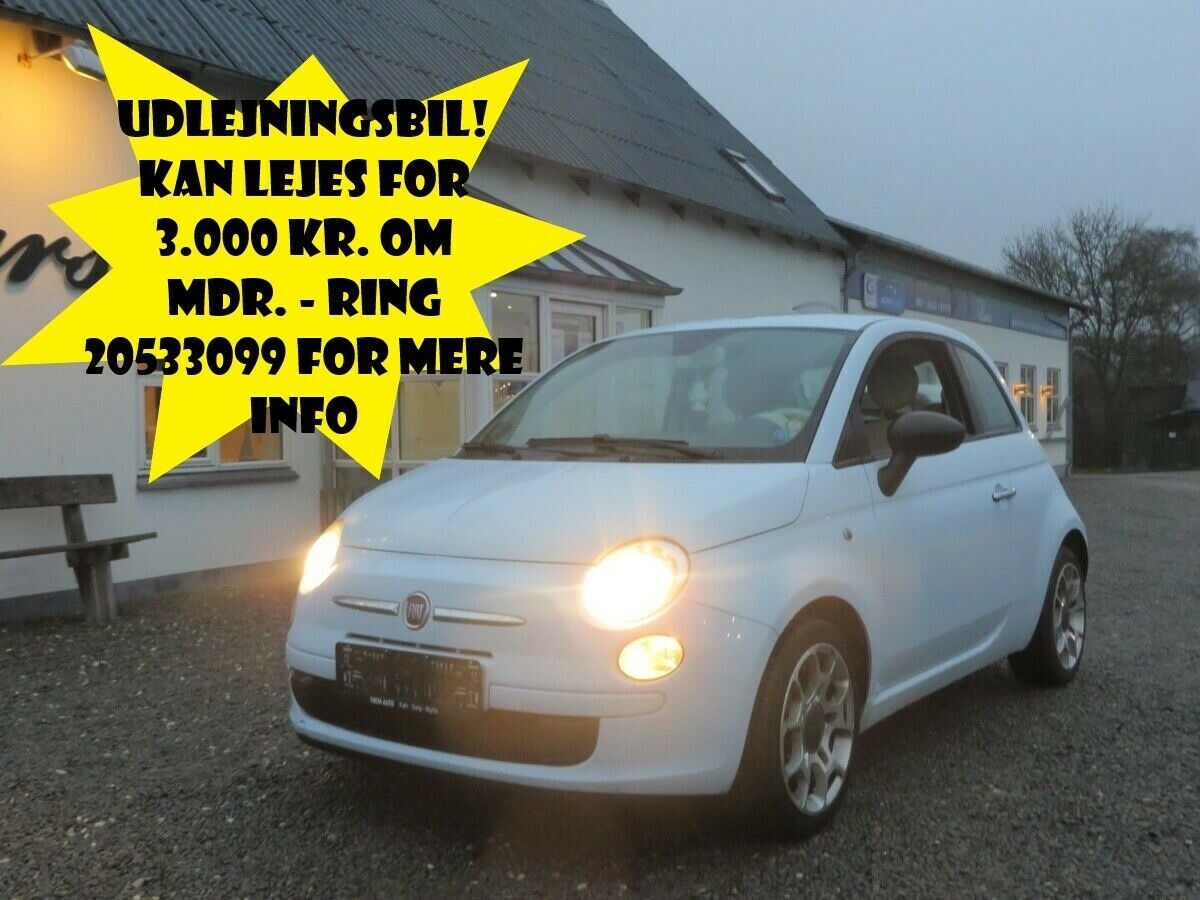 Blå Fiat 500 fra 2008