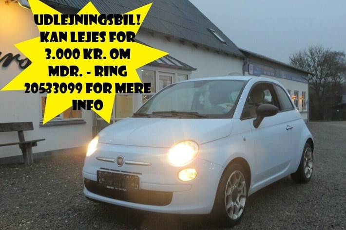 Blå Fiat 500 fra 2008