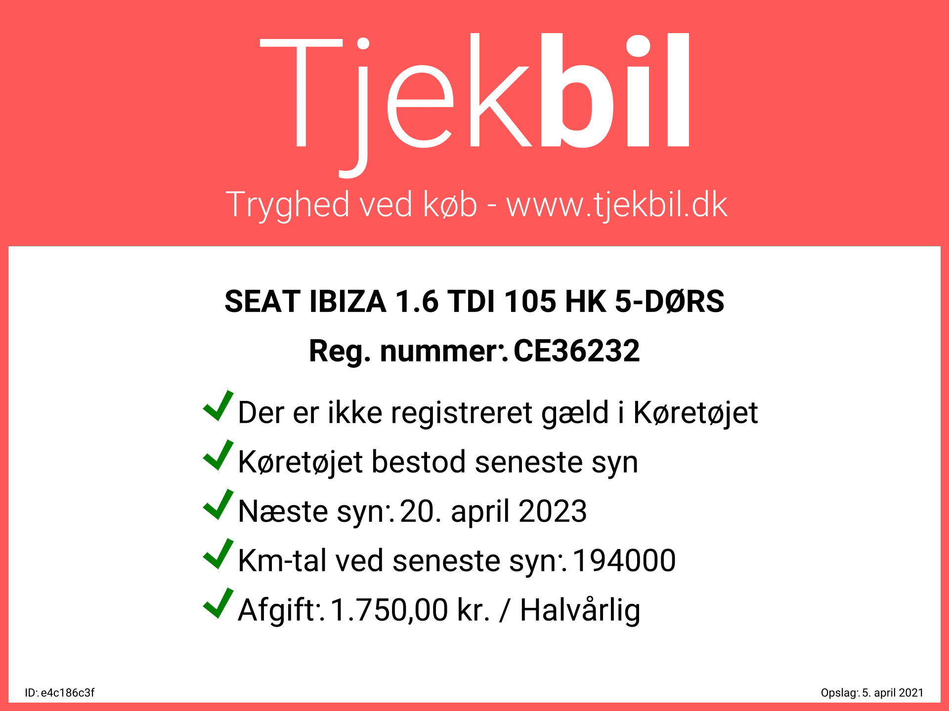 Hvid Seat Ibiza fra 2013