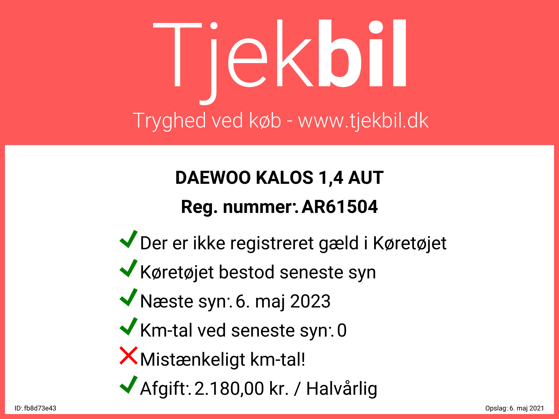 Sort Chevrolet Kalos fra 2005