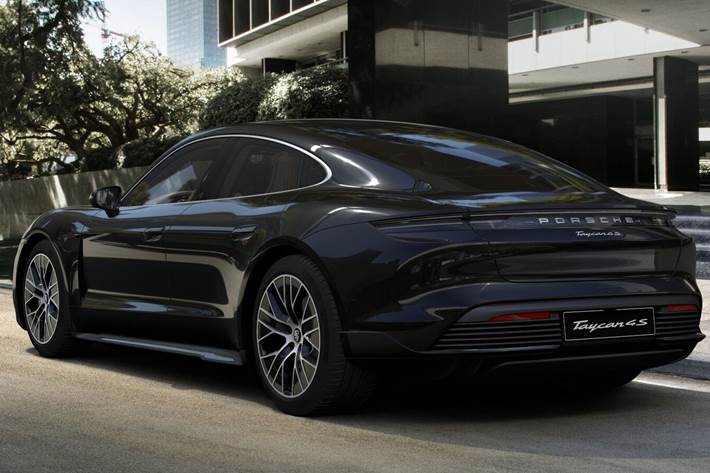 Grå Porsche Taycan 4S fra 2021