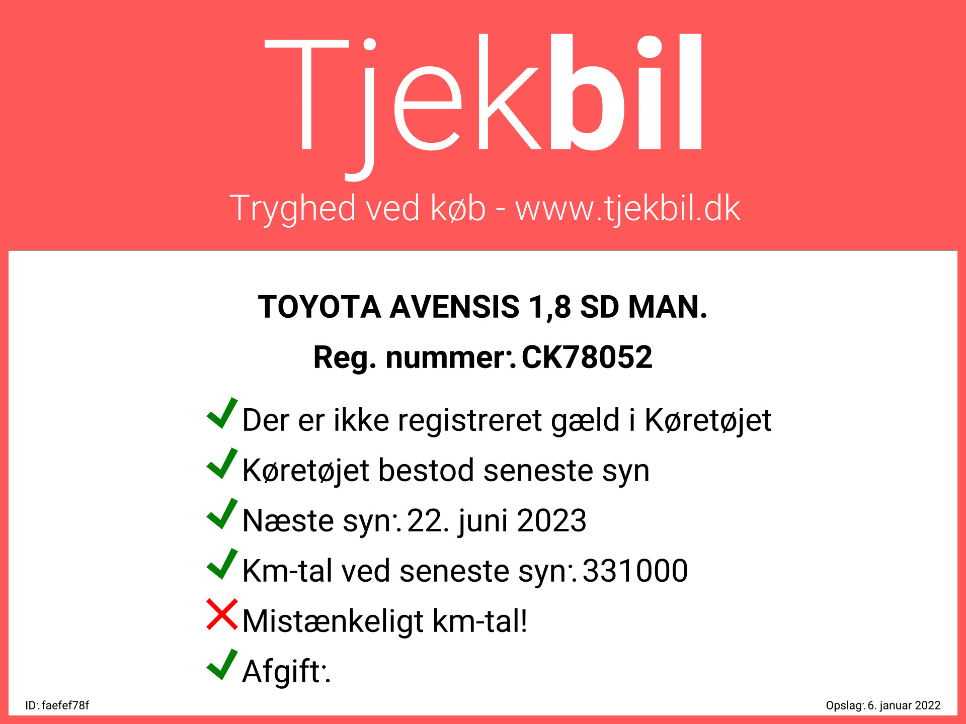 Sølv Toyota Avensis fra 2005
