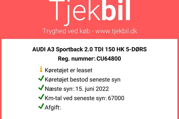 Sort Audi A3 Sportback fra 2017