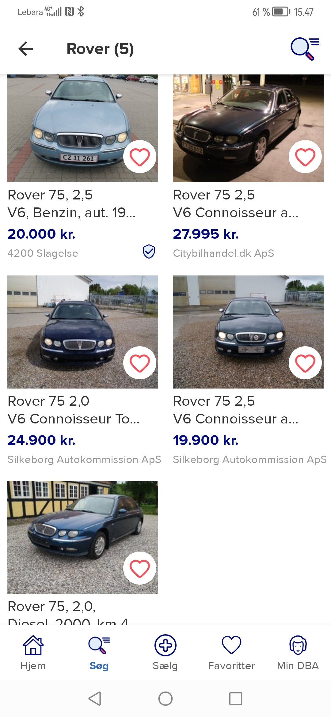 Blå Rover 75 fra 1999