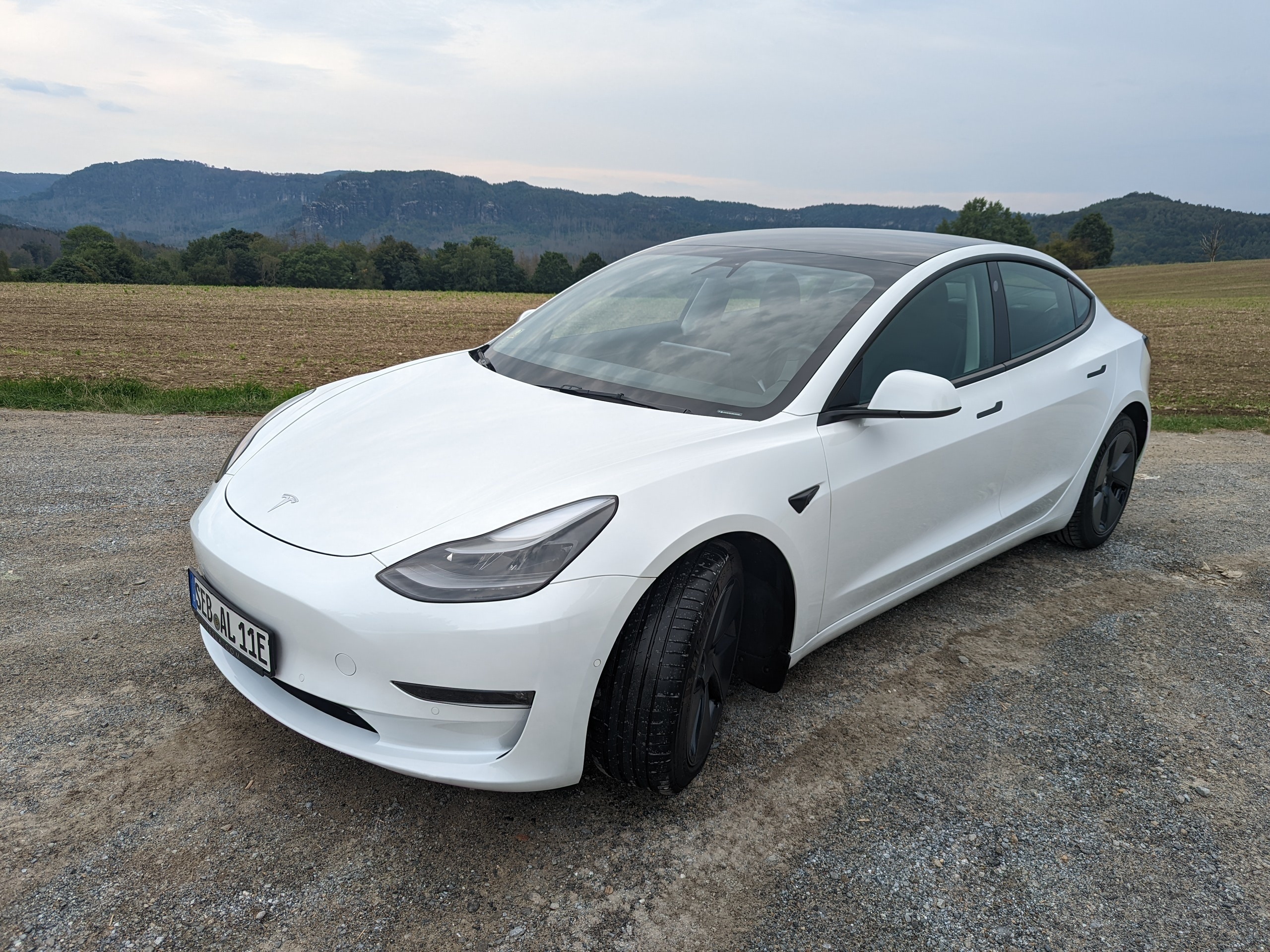 Hvid Tesla Model 3 fra 2021