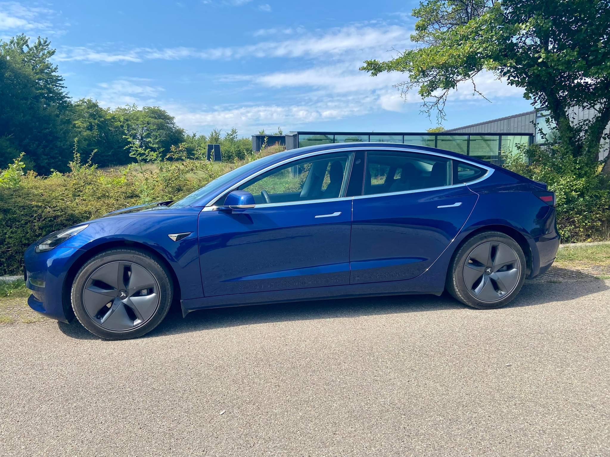 Blå Tesla Model 3 fra 2020