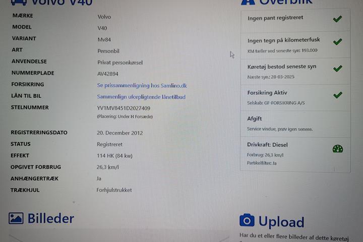 undefined Volvo V40 fra 2012