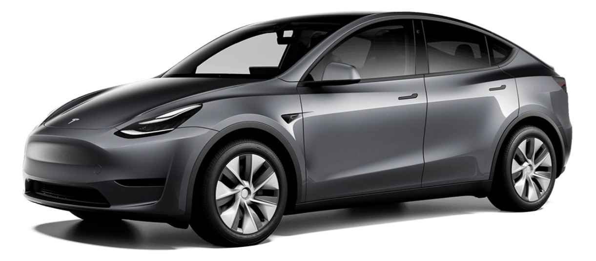 Grå Tesla Model Y fra 2022