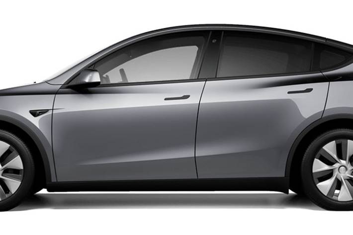 Grå Tesla Model Y fra 2022