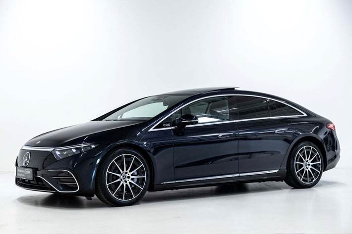 Blå Mercedes EQS450+ fra 2022