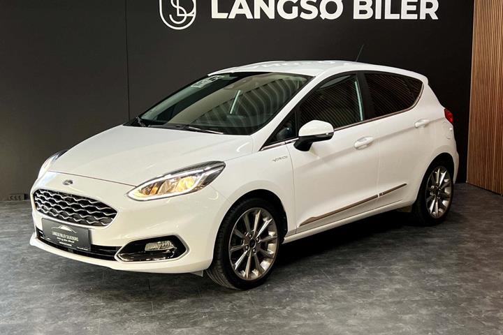 Hvid Ford Fiesta fra 2018 set udefra
