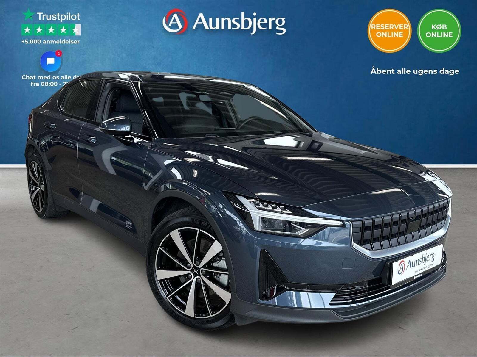 Blå Polestar 2 fra 2021