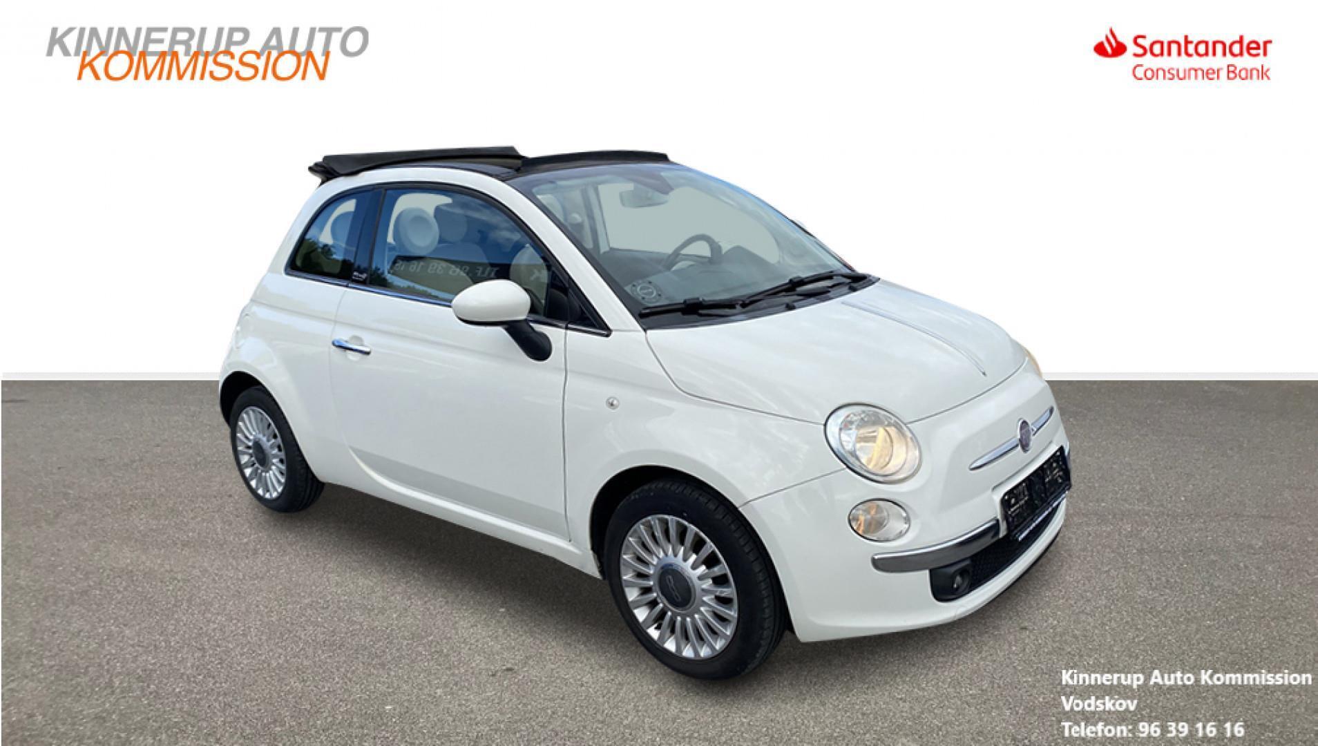 Hvid Fiat 500C fra 2010