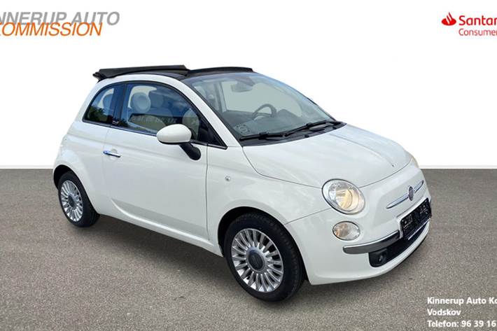 Hvid Fiat 500C fra 2010