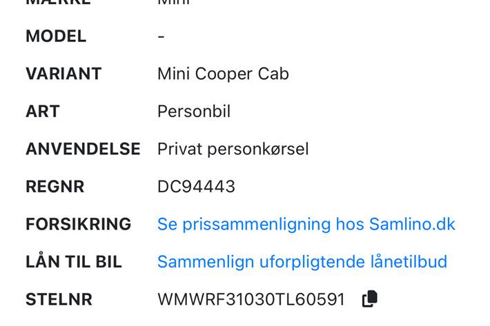 Rød Mini Cooper Cabriolet fra 2008