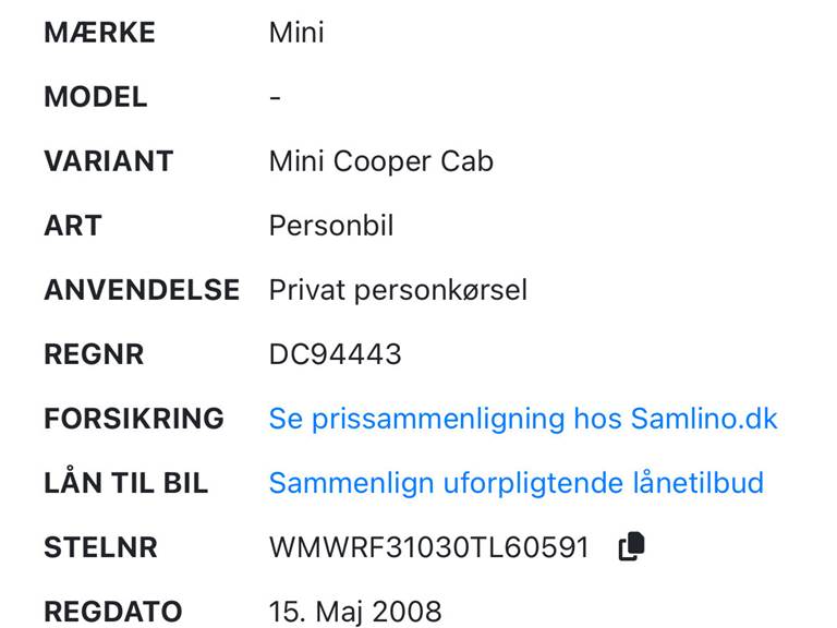 Mini Cooper Cabriolet 1,6 MINI COOPER CAB