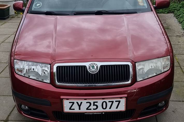 Rød Skoda Fabia fra 2004