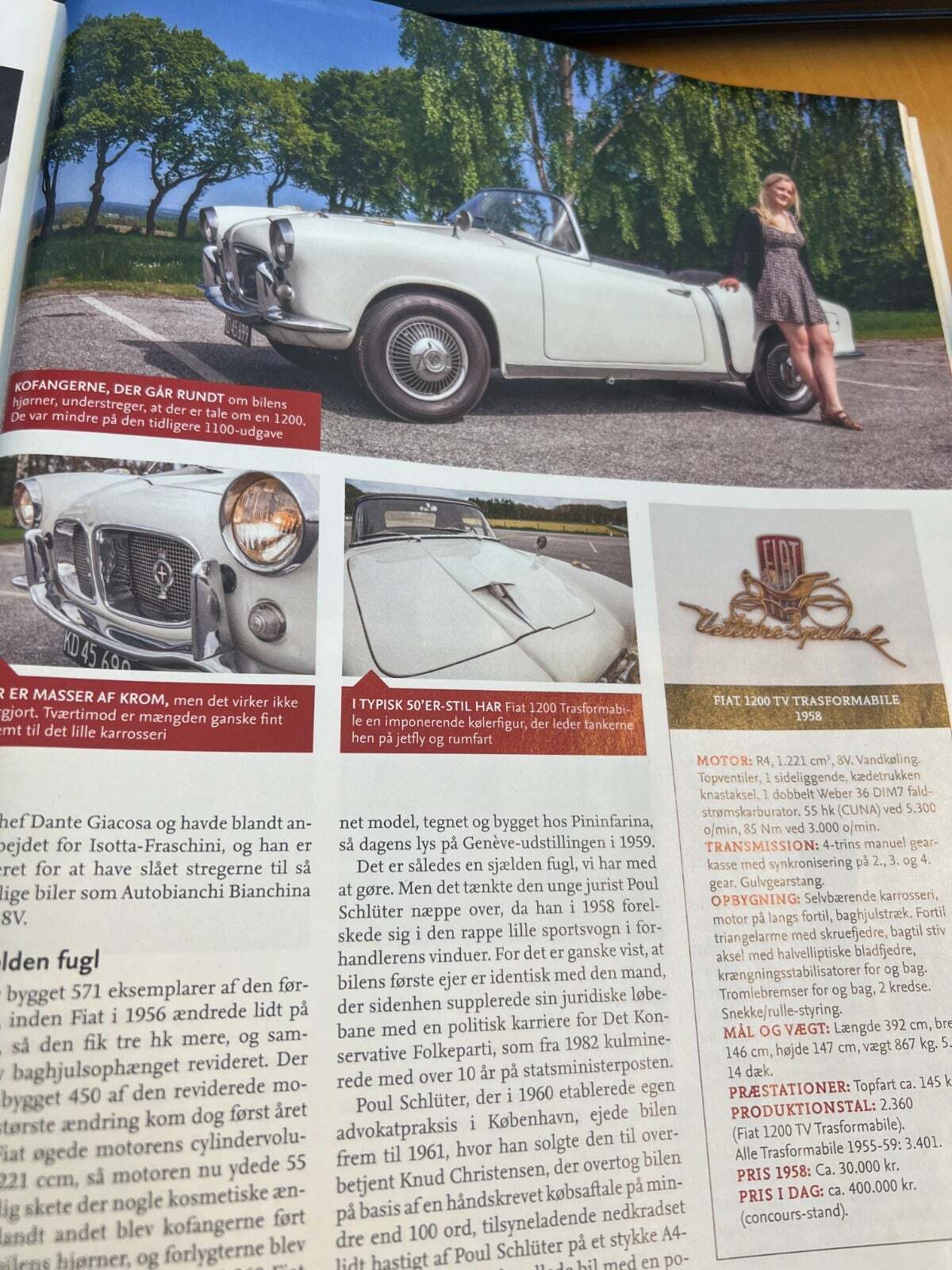 Hvid Fiat 1200 fra 1958 set udefra
