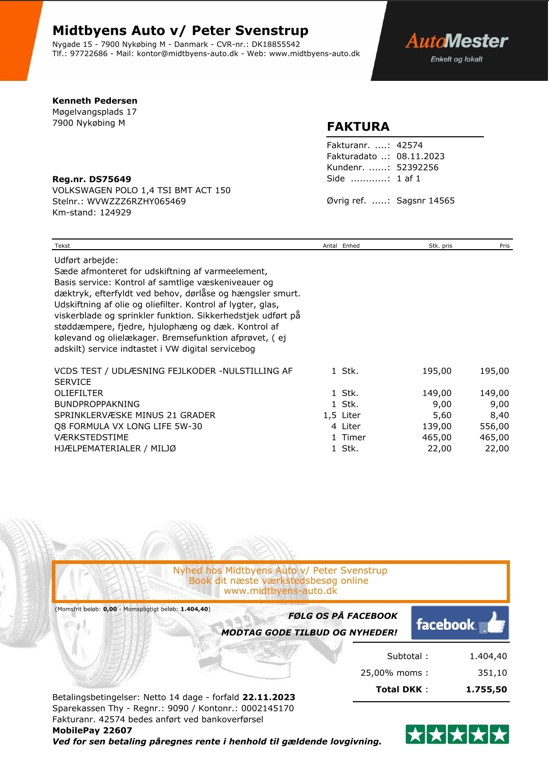 Hvid VW Polo fra 2016