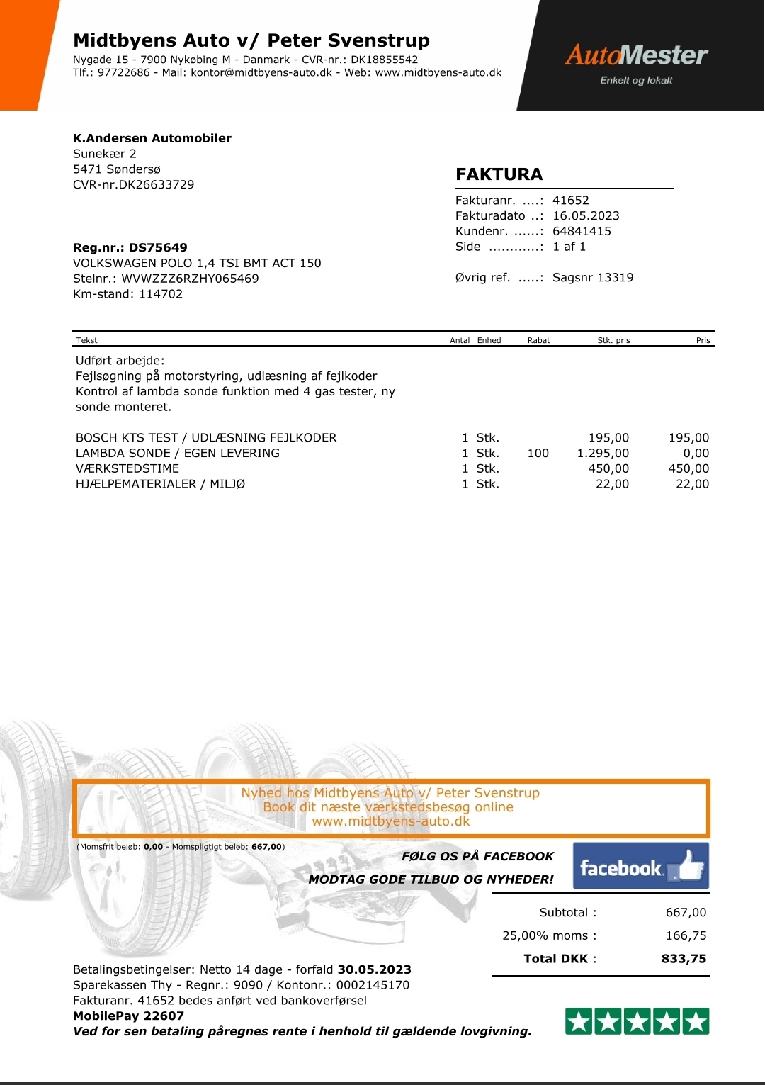 Hvid VW Polo fra 2016