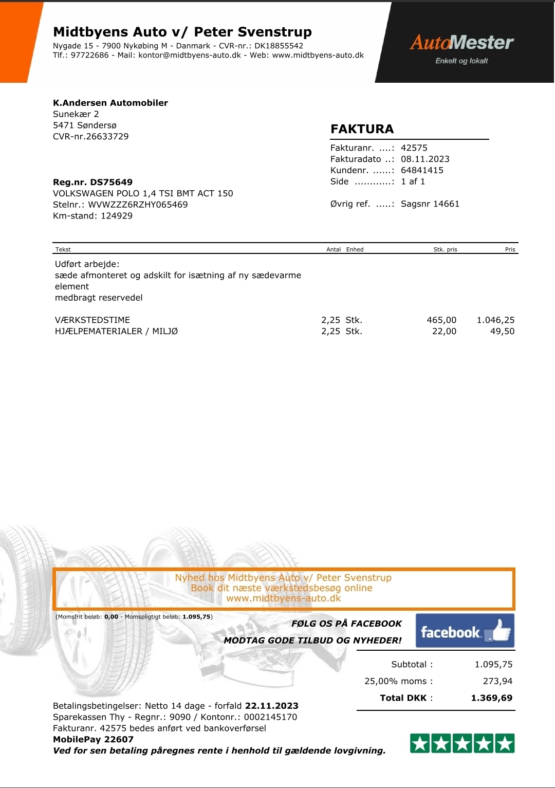 Hvid VW Polo fra 2016