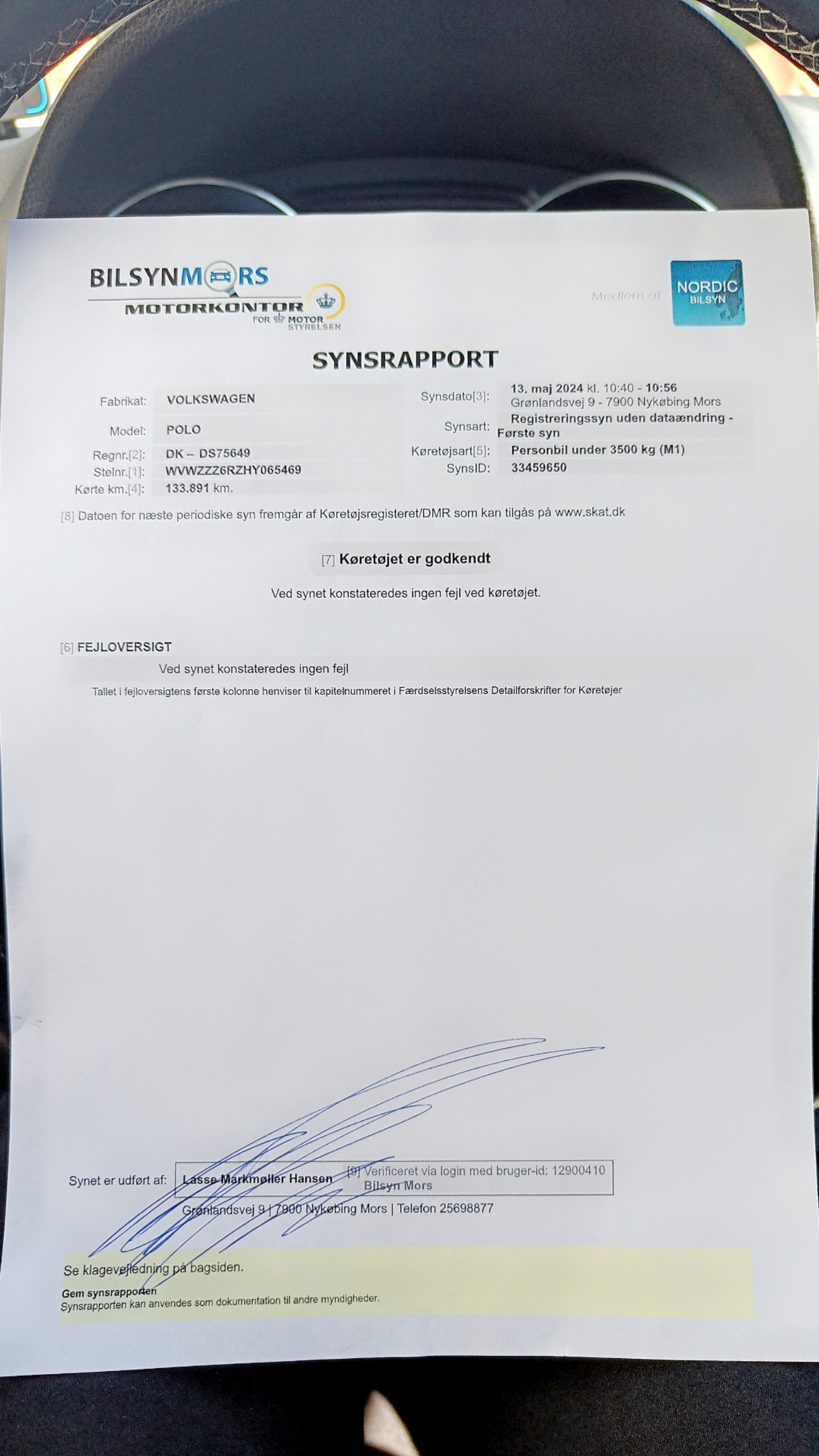 Hvid VW Polo fra 2016