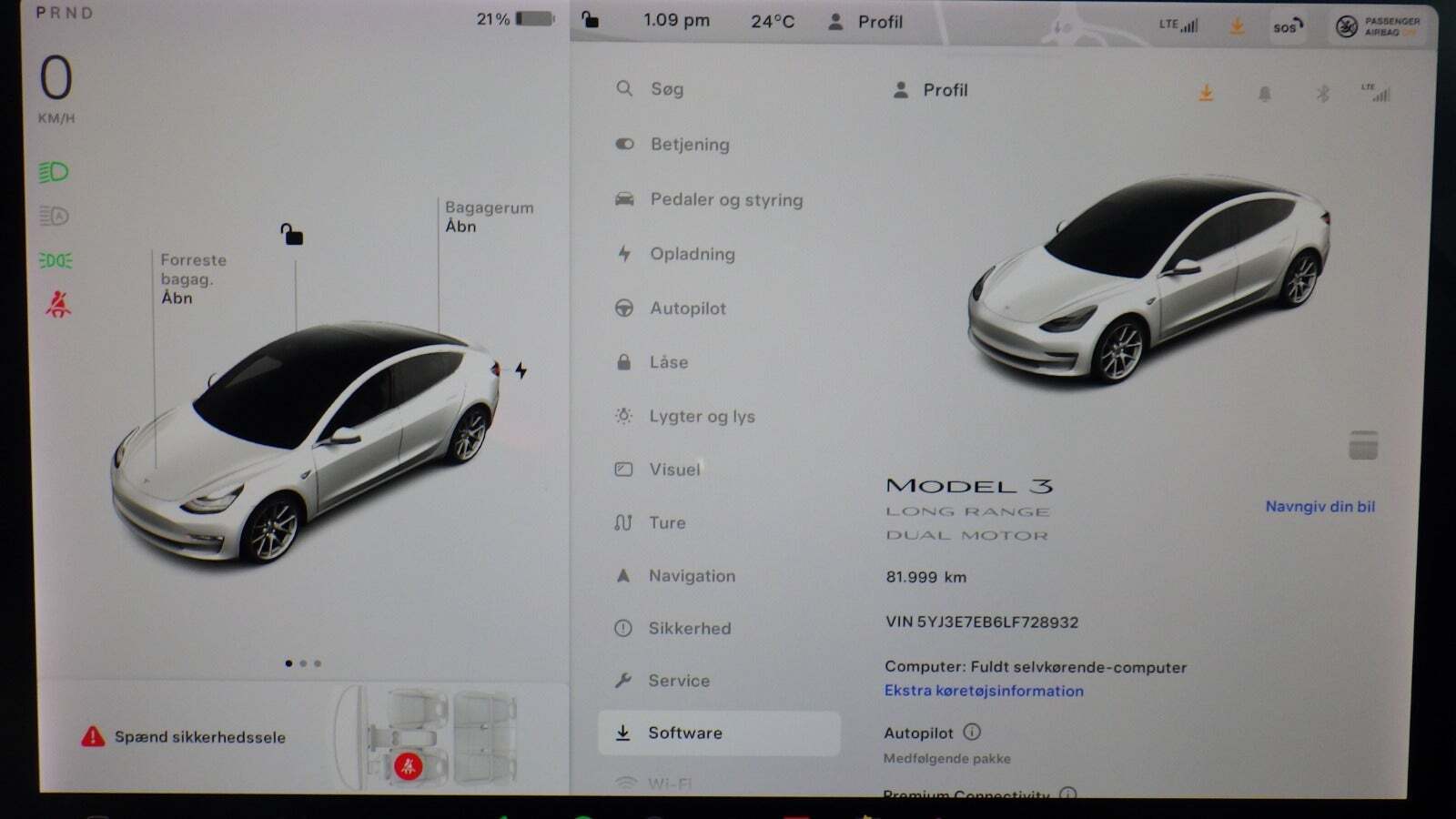 Hvid Tesla Model 3 fra 2020