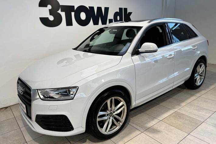 Hvid Audi Q3 fra 2018 set udefra