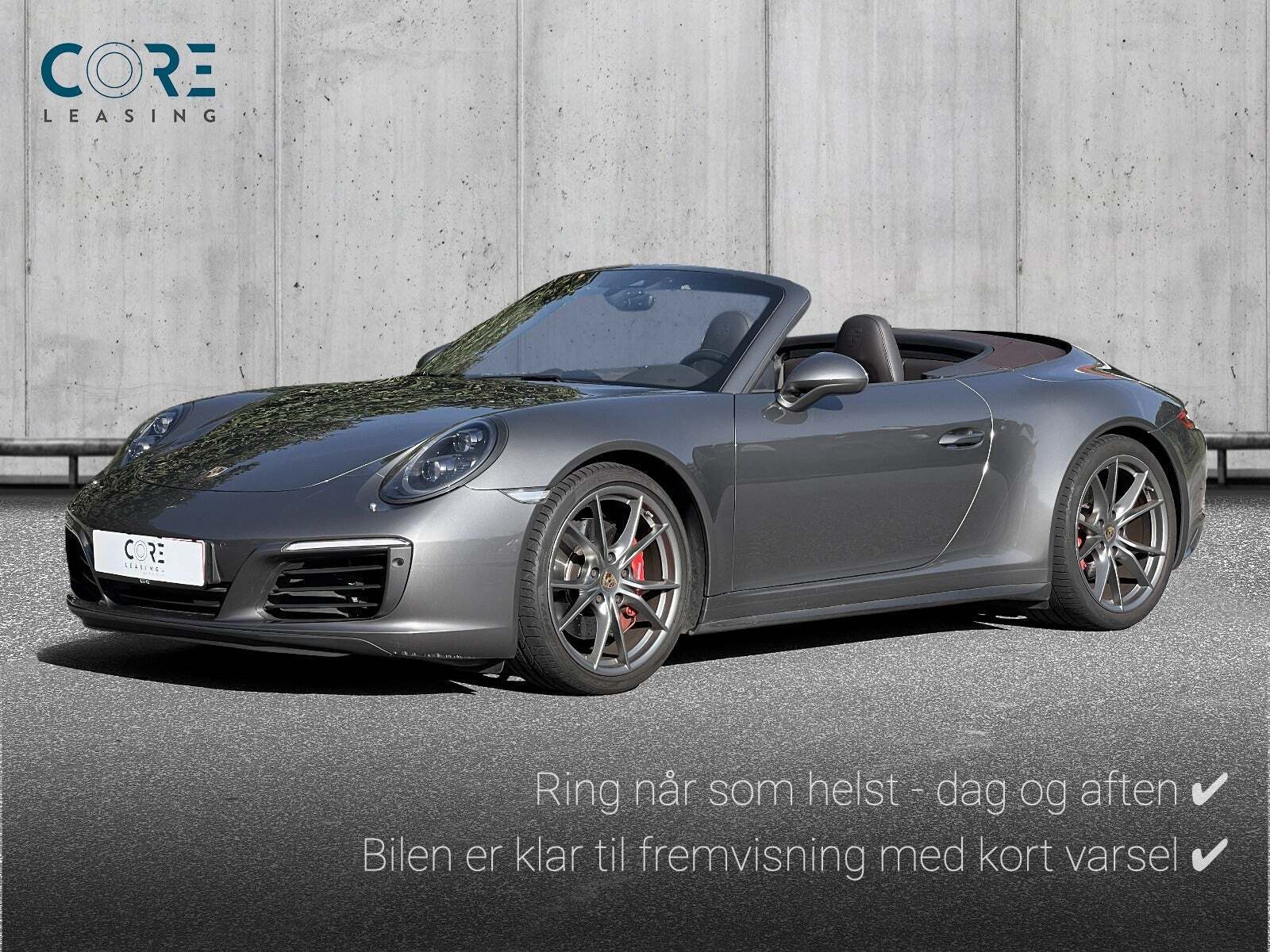 Grå Porsche 911 Carrera 4S fra 2016 set udefra