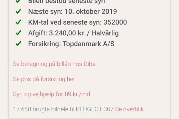 Rød Peugeot 307 fra 2003
