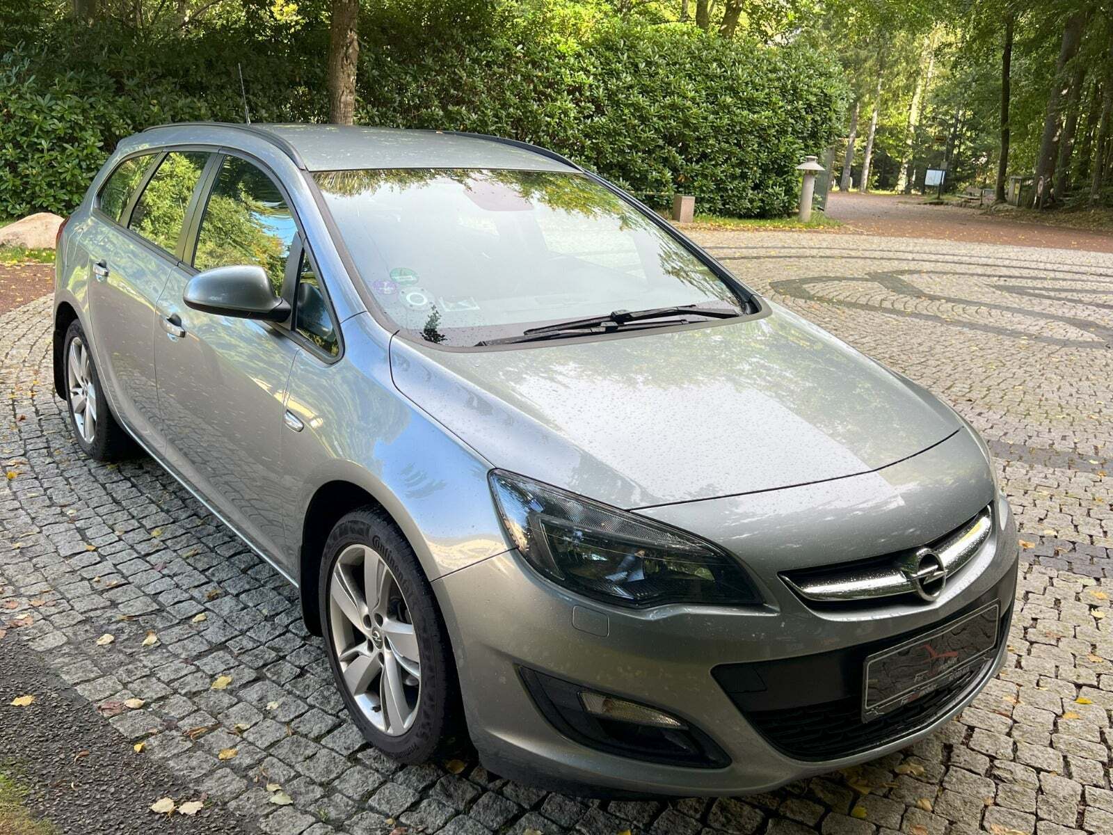 Sølv Opel Astra fra 2015 set udefra