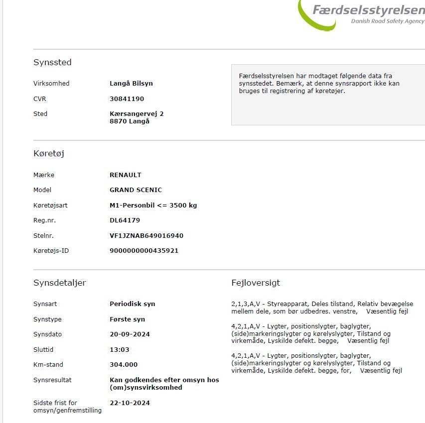 Sort Renault Grand Scenic III fra 2013