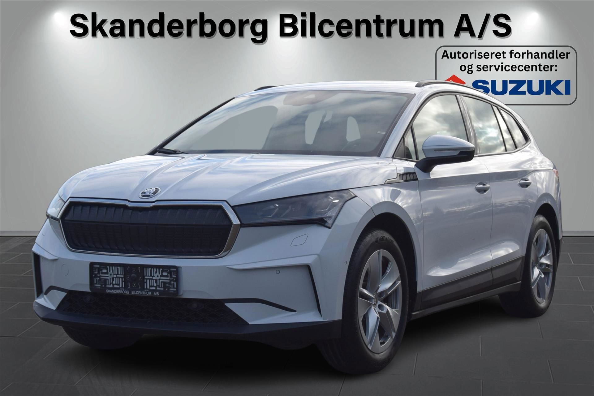 Hvid Skoda Enyaq iV fra 2022 set udefra