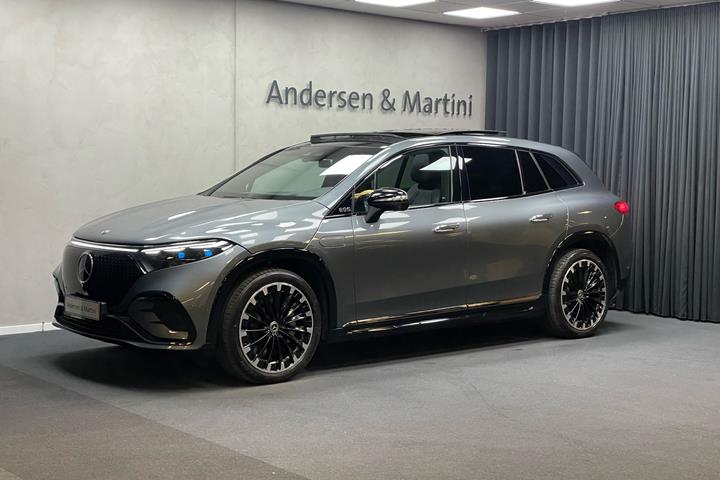 Grå Mercedes EQS450 fra 2023 set udefra