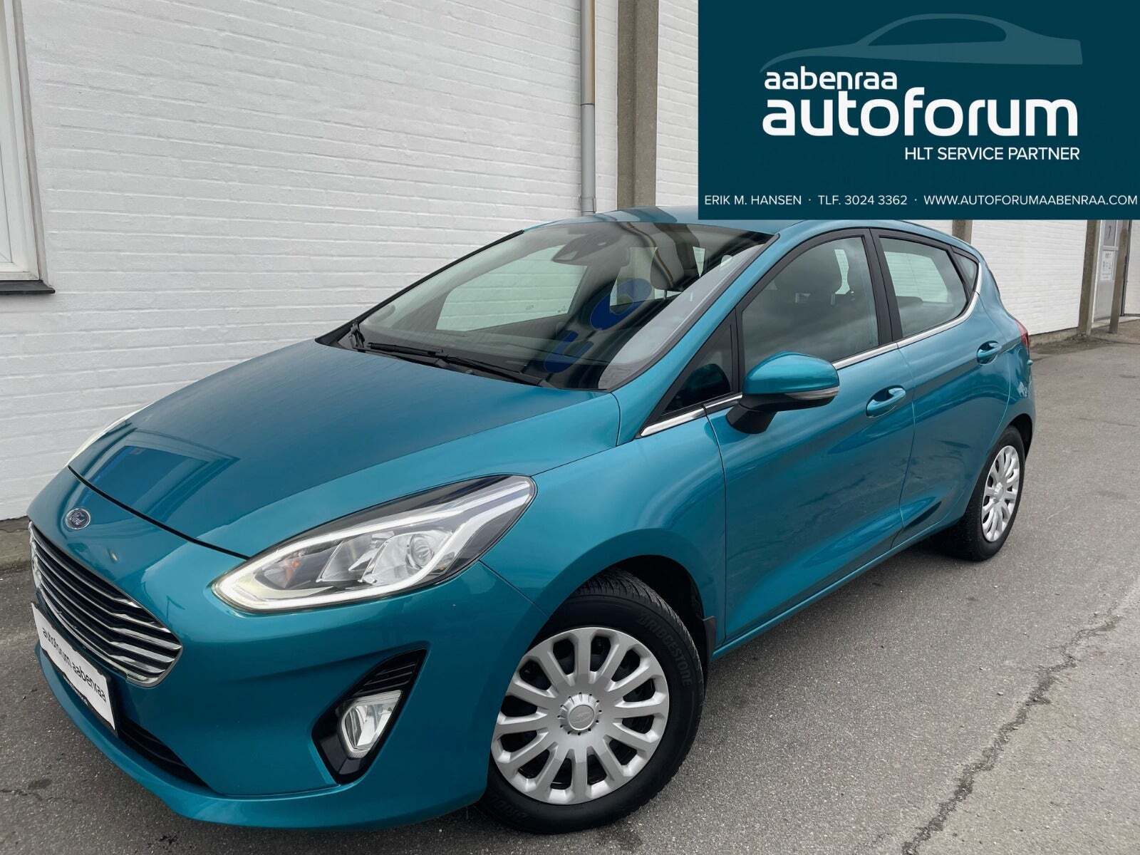 Blå Ford Fiesta fra 2018 set udefra
