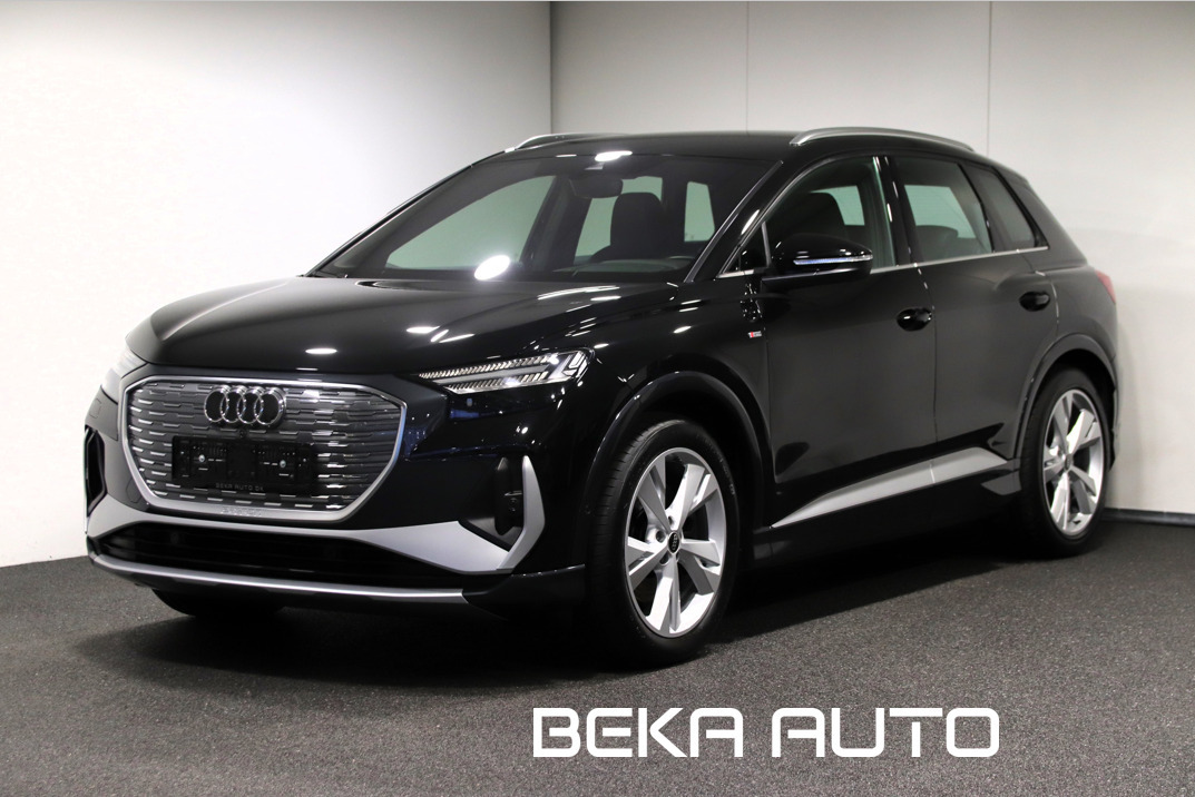 Sort Audi Q4 e-tron fra 2023 set udefra