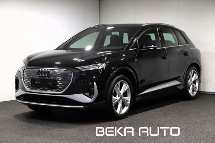 Sort Audi Q4 e-tron fra 2023 set udefra